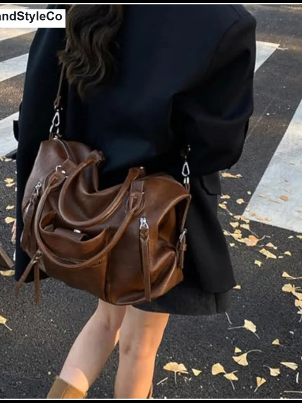 Large Vegan Leather Hobo Tote Bag Slouchy Shoulder Purse Crossbody